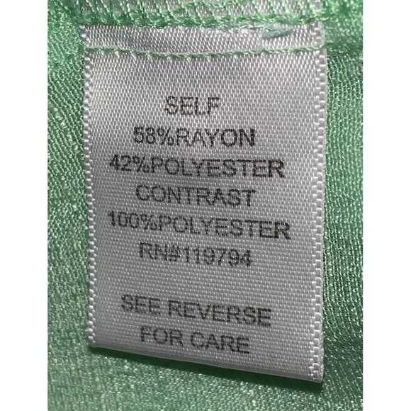 Live And Let Live Sz MEDIUM Tie Hem Tunic Top Rayon Aqua Green Lace Detail EUC - Picture 9 of 10